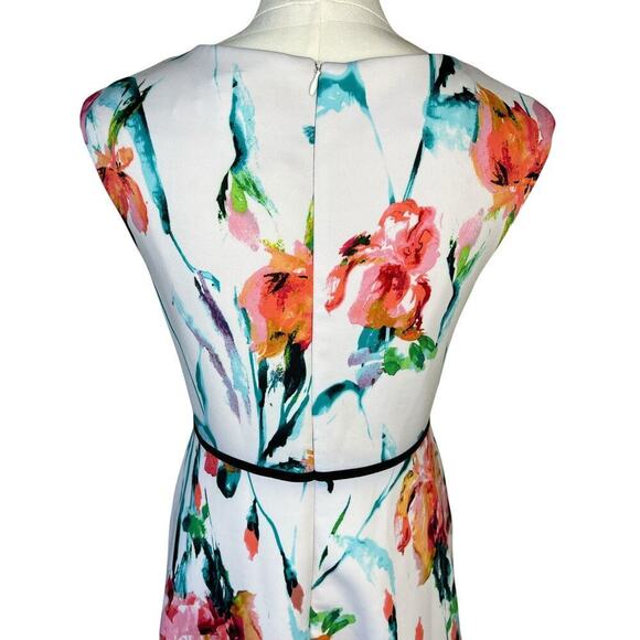 Studio One Floral Dress Sleeveless White Knee Length A Line Spring Petite Size 6 - Picture 7 of 10